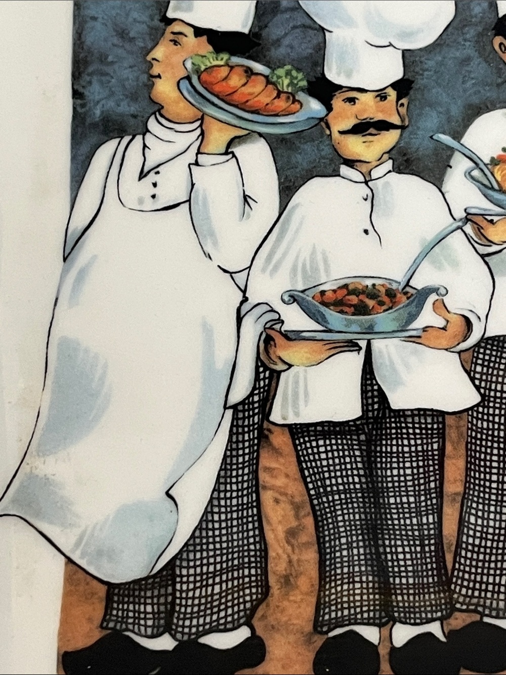Pietro Brunelli Ceramic 4 Chefs Holding Italian Dinner 10 in Square Plate VTG - Picture 4 of 7